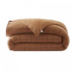Housse de couette gaze de coton Gaia Match  carreaux 140 x 200 cm camel